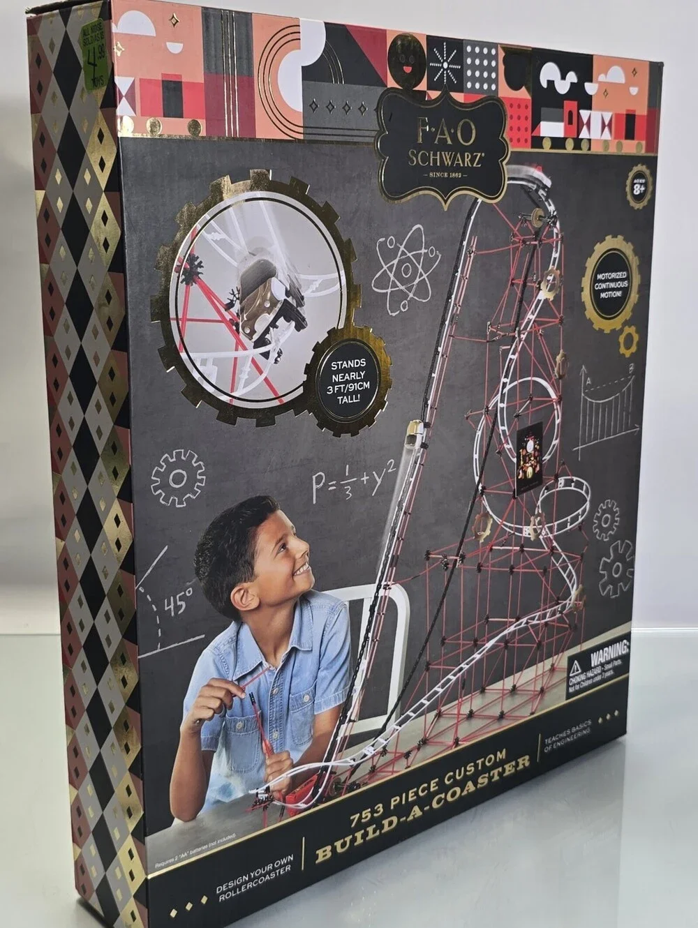 FAO Schwarz 753 Piece Custom Build-A-Coaster Motorized Roller Coaster Kit Sealed